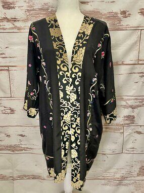 Vintage Yi Lin Silk Embroidered Kimono Caftan